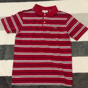 Lacoste size 14 boy striped polo